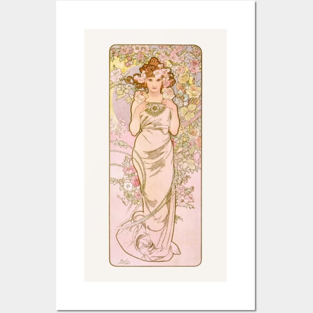 The Flowers: Rose  by Alphonse Mucha Wall Art by UndiscoveredWonders